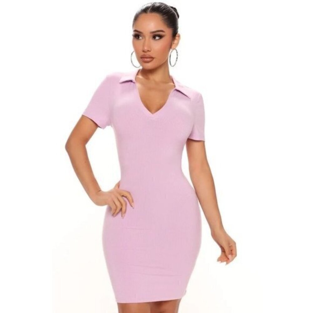Love Tree Salita Ribbed Mini Dress - Lilac Size M RefFN3